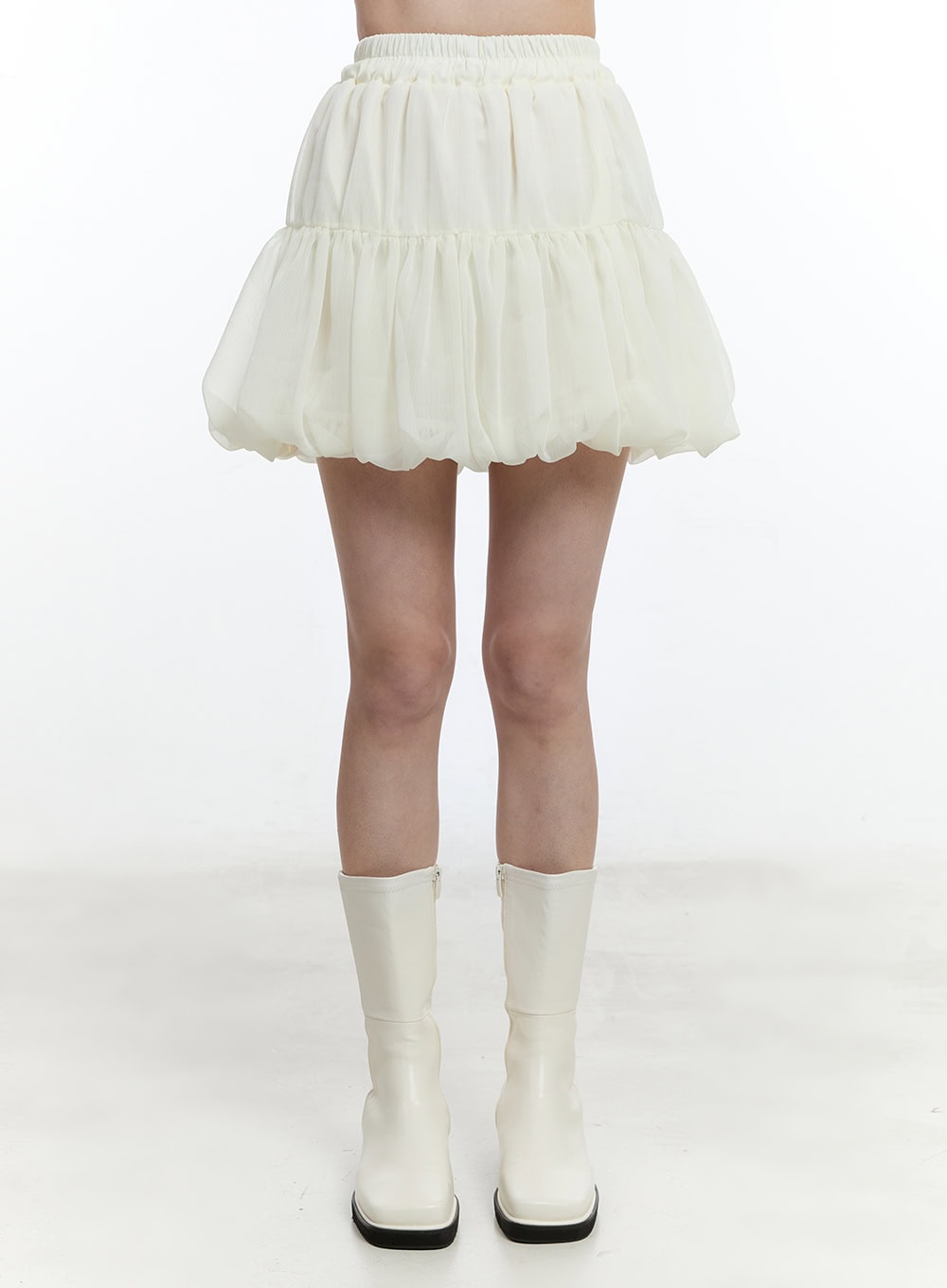tiered-balloon-mini-skirt-cm521 / Light beige