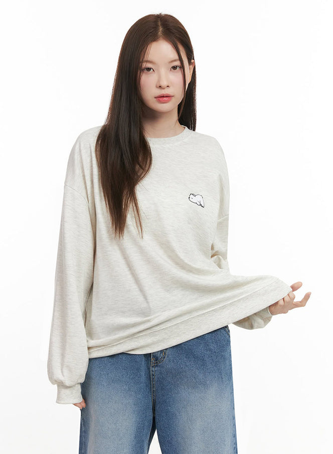 Cozy Embroidered Sweatshirt IJ530