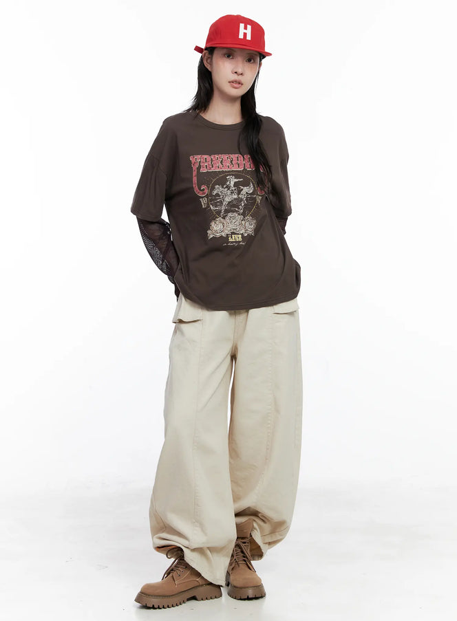 wide-leg-cargo-pants-cs529 / Light beige