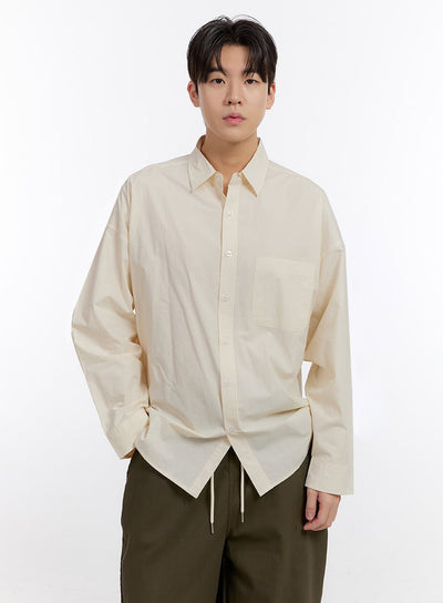 mens-essential-collared-shirt-if528 / Light beige