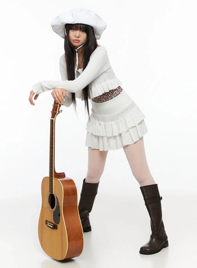 pointelle-layered-ruffle-crop-cardigan-ia523 / Light beige