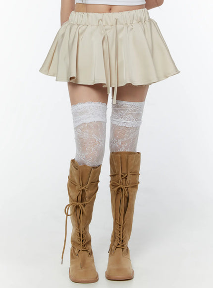 flare-mini-skirt-cy519 / Light beige