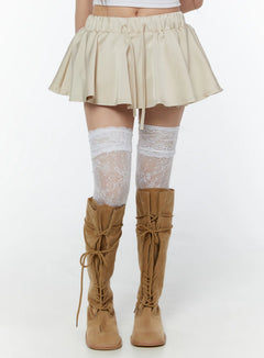 flare-mini-skirt-cy519 / Light beige
