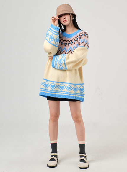 oversized-knit-sweater-of405 / Light beige