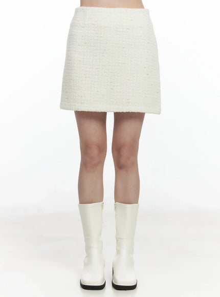 elegant-tweed-mini-skirt-if520 / Light beige