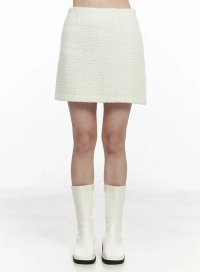 elegant-tweed-mini-skirt-if520 / Light beige