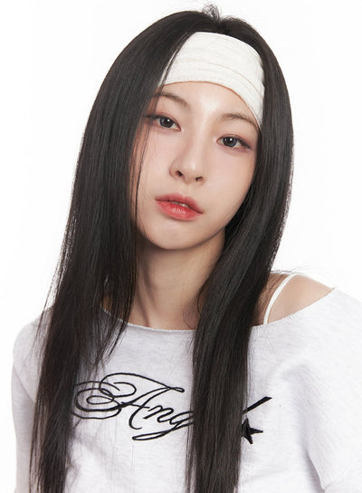 wrinkled-cotton-headband-cm518 / Light beige