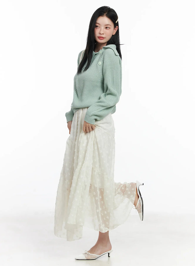 floral-lace-maxi-skirt-cj519 / Light beige