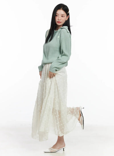 floral-lace-maxi-skirt-cj519 / Light beige