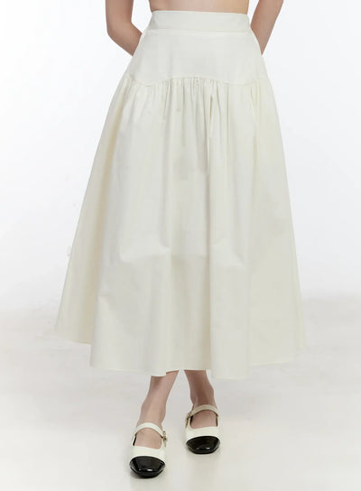 shirred-long-skirt-id510 / Light beige