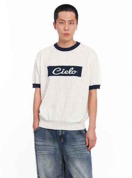 men-s-contrast-knit-t-shirt-iu503 / White