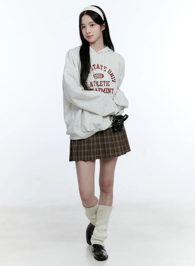 university-print-oversized-hoodie-cg514 / Light beige