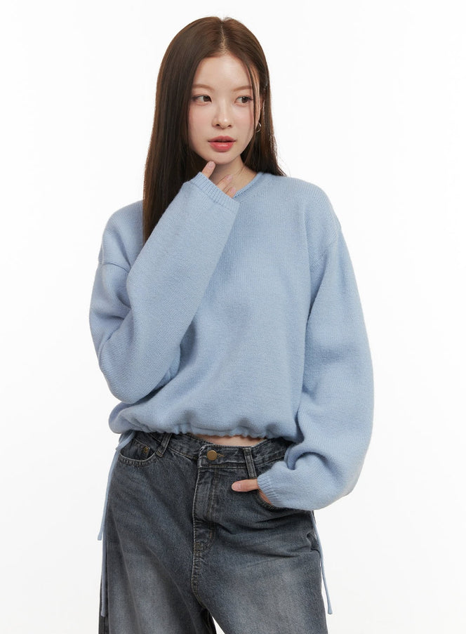 round-neck-loose-sweater-od417 / Light blue