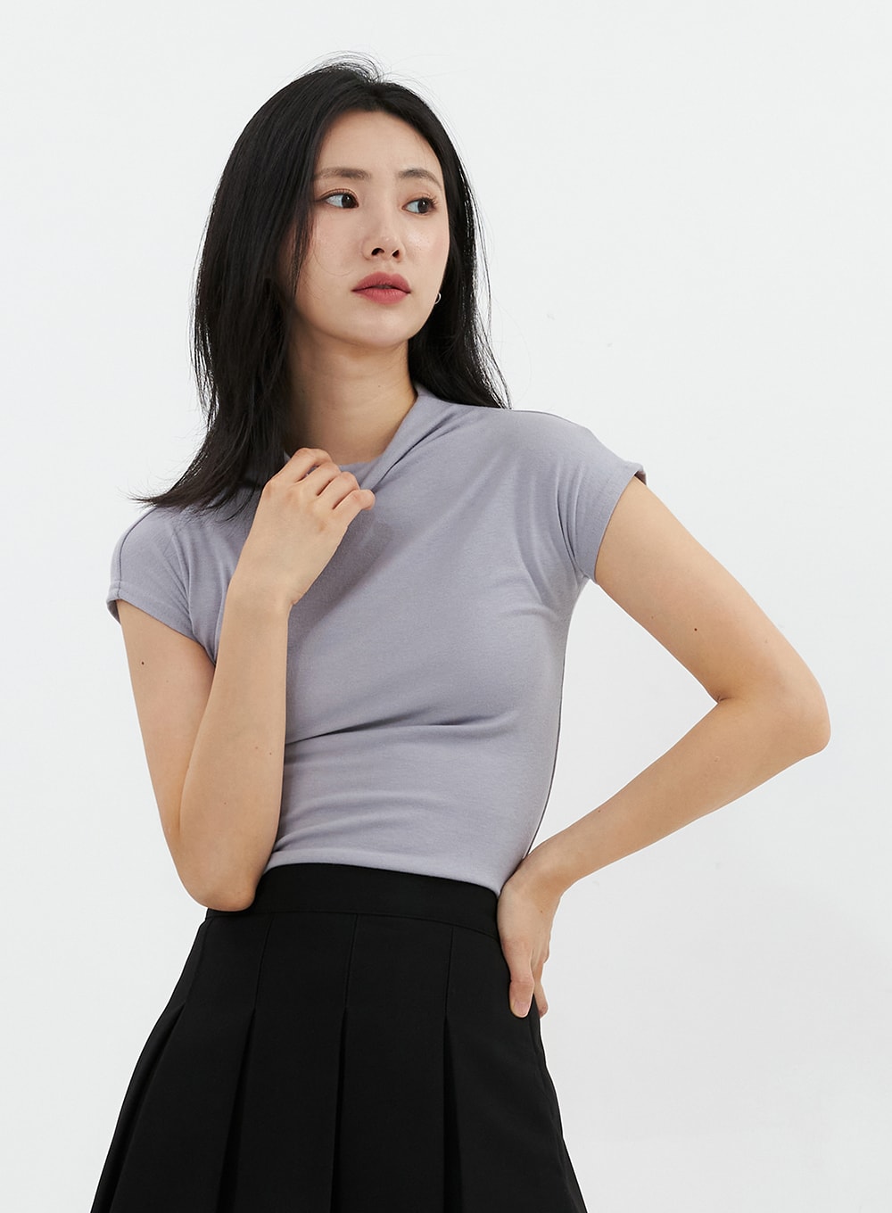 Cap Sleeve Mock Neck Top OO305