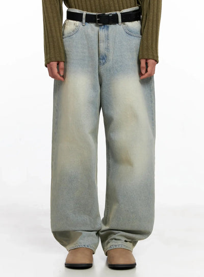 mens-light-fade-wide-leg-jeans-io516 / Light blue