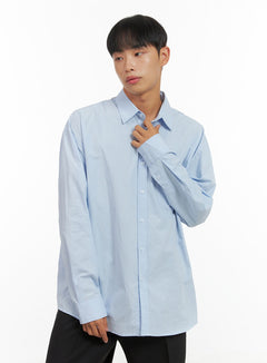 mens-oversized-basic-cotton-shirt-is419 / Light blue