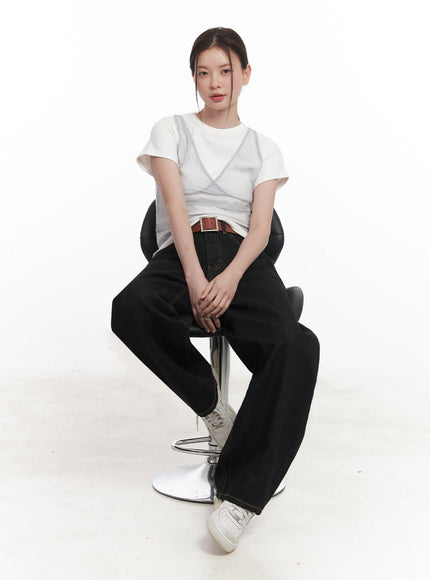 sheer-v-neck-tank-top-iy513 / Light blue