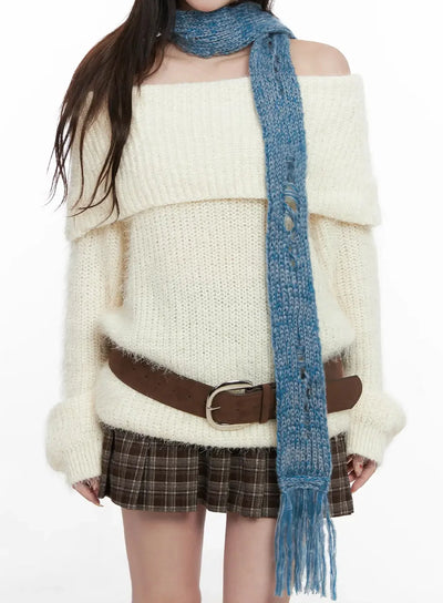 cozy-knit-long-scarf-in514 / Light blue