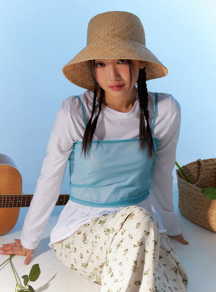 sheer-crop-cami-top-im404 / Light blue