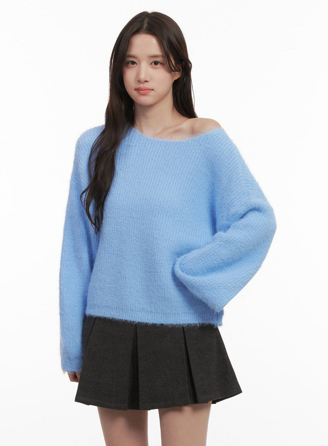 Cozy Boat-Neck Oversized Sweater IJ510