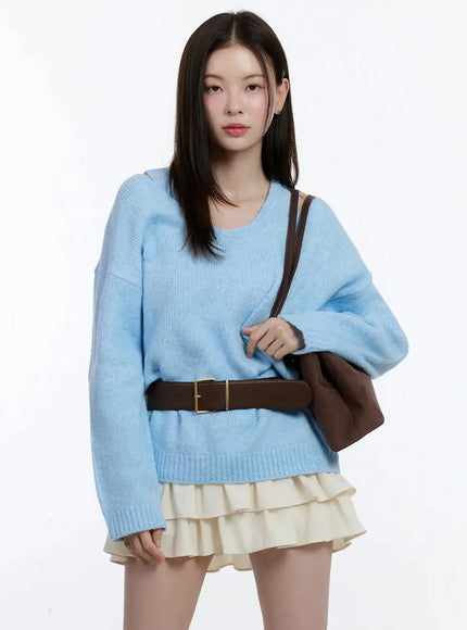 v-neck-knit-tank-and-sweater-set-id526 / Light blue