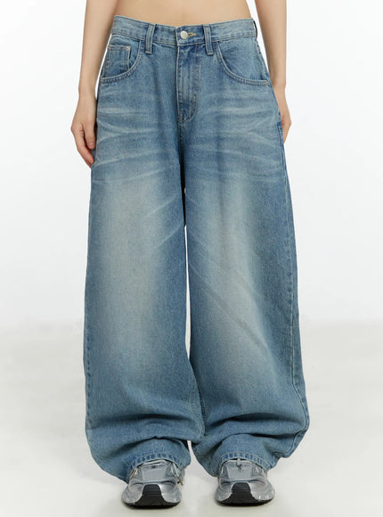 alaiya-washed-baggy-jeans-cf510 / Light blue