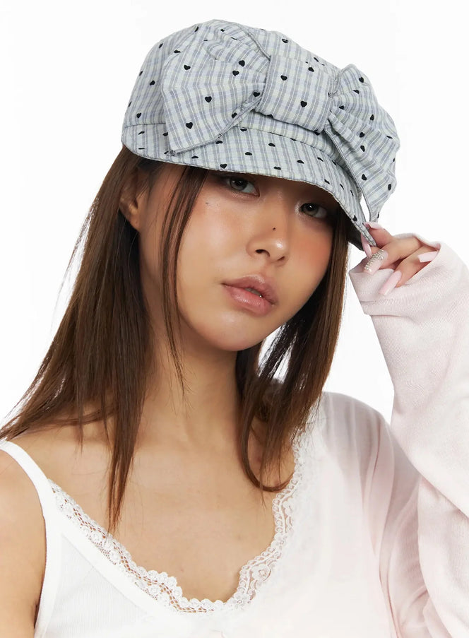 heart-polka-dot-bow-cap-iy504 / Light blue