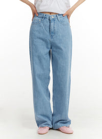 washed-cotton-baggy-jeans-om406 / Light blue