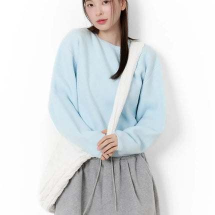round-neck-knit-sweater-id526 / Light blue