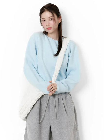round-neck-knit-sweater-id526 / Light blue