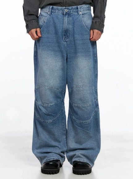 mens-wide-leg-biker-jeans-is510 / Light blue