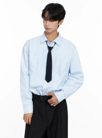 mens-classic-striped-oxford-shirt-io516 / Light blue