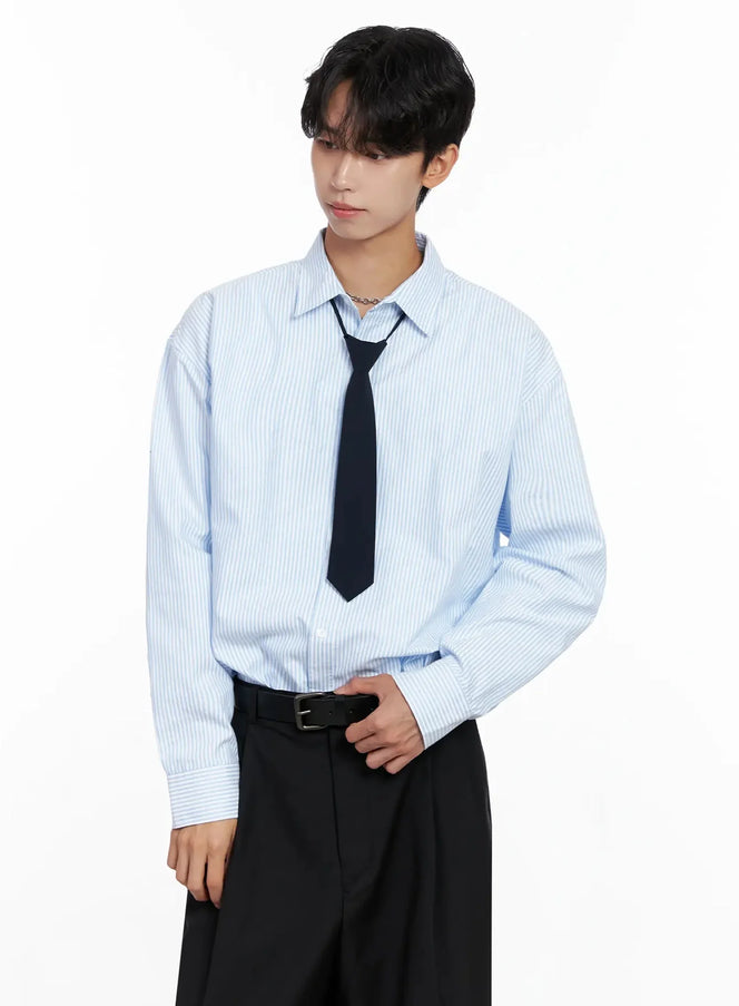 mens-classic-striped-oxford-shirt-io516 / Light blue