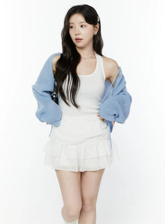 tie-front-knit-bolero-cardigan-iy511 / Light blue