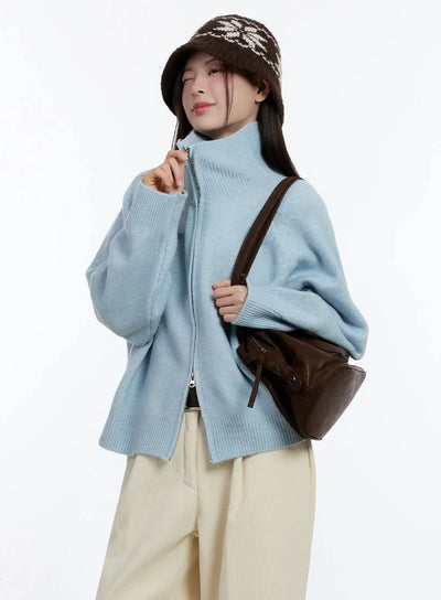 cozy-zip-up-turtleneck-cardigan-id526 / Light blue