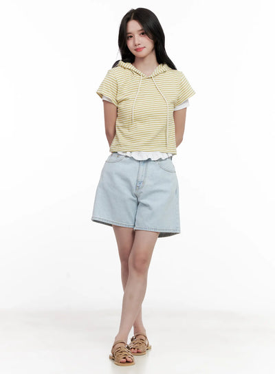 casual-light-wash-denim-shorts-cl516 / Light blue