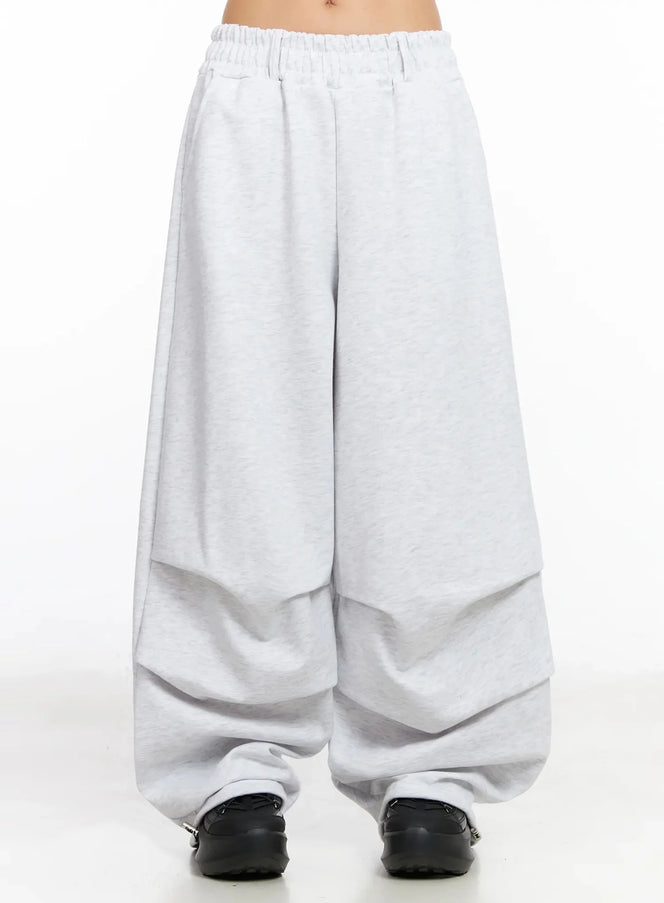 wide-leg-pintuck-sweatpants-ia507 / Light gray