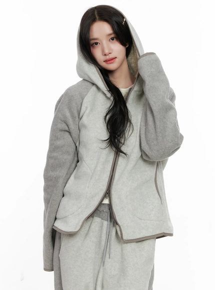 two-tone-hooded-jacket-co522 / Light gray