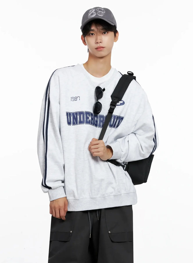 mens-graphic-v-neck-sweatshirt-io516 / Light gray