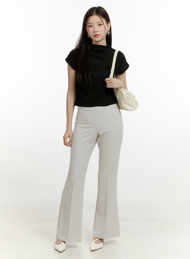 solid-bootcut-tailored-pants-ol423 / Light gray