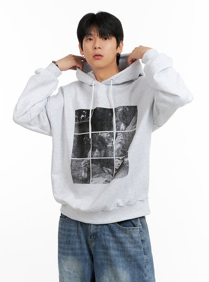 mens-cotton-graphic-hoodie-ig402 / Light gray