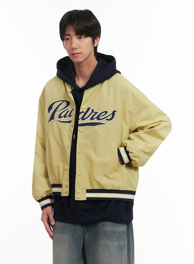 mens-embroidered-windbreaker-varsity-jacket-ia511 / Light green