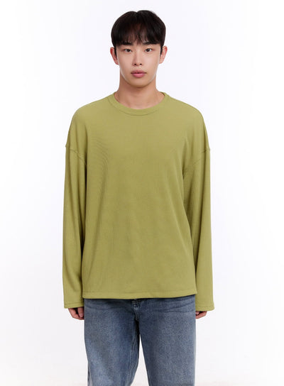 mens-oversized-waffle-knit-long-sleeve-tee-im512 / Light green
