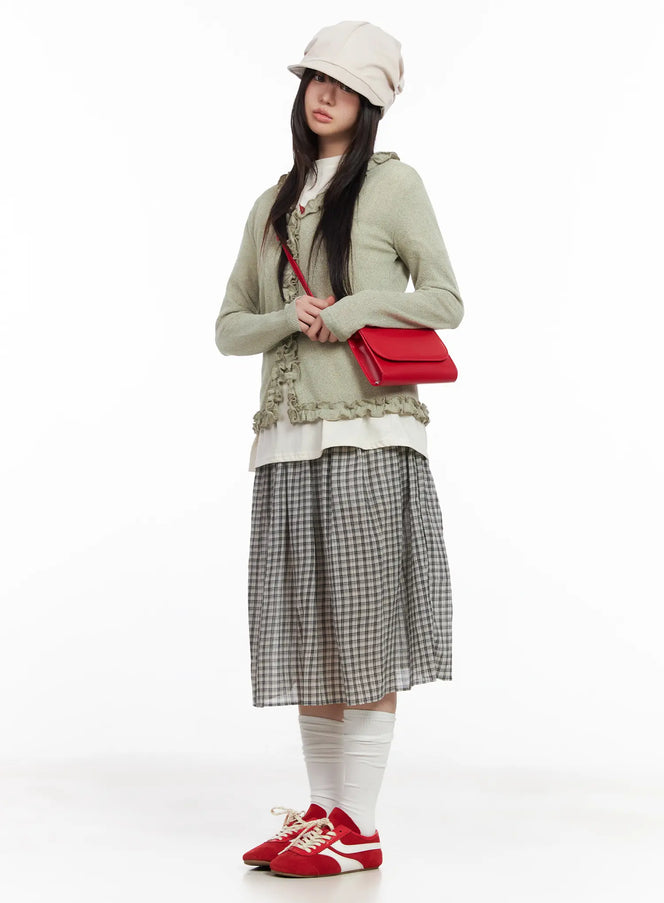 soft-ruffle-edge-cardigan-cm513 / Light green