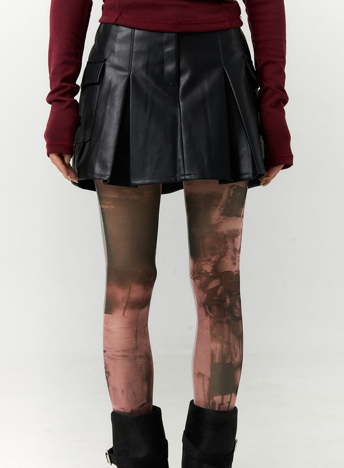 graphic-printed-tights-cn317 / Light pink