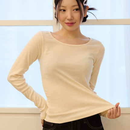 round-neck-slim-fit-tee-od327 / Light yellow