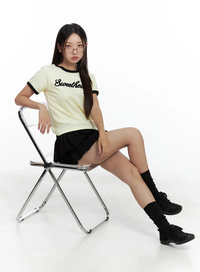 contrast-text-cropped-tee-cl508 / Light yellow