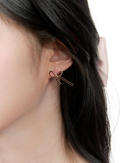 stretched-ribbon-earrings-cf528 / Pink