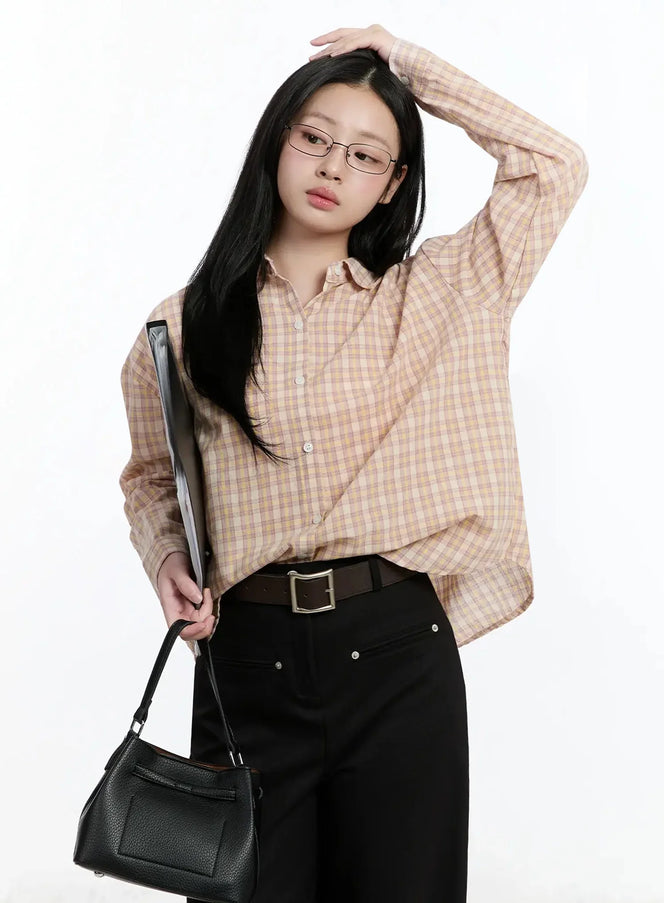 casual-plaid-shirt-im513 / Pink