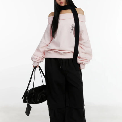 off-shoulder-graphic-sweatshirt-id525 / Pink